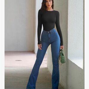 Elegant Black Long Sleeve Bodysuit